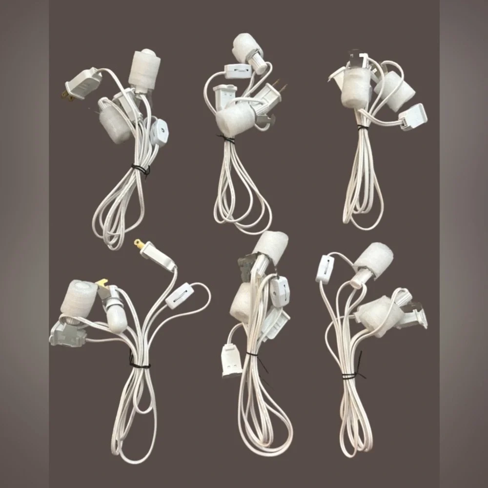 Indoor LED White Village Lights 12 Lights, 6 Power Cords NIB